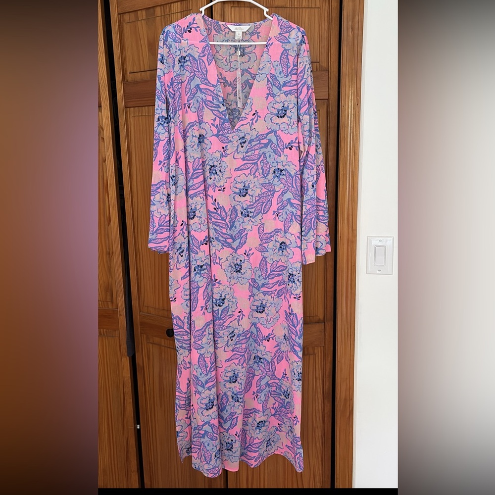 Lilly Pulitzer Pink and Blue Floral Maxi Dress
